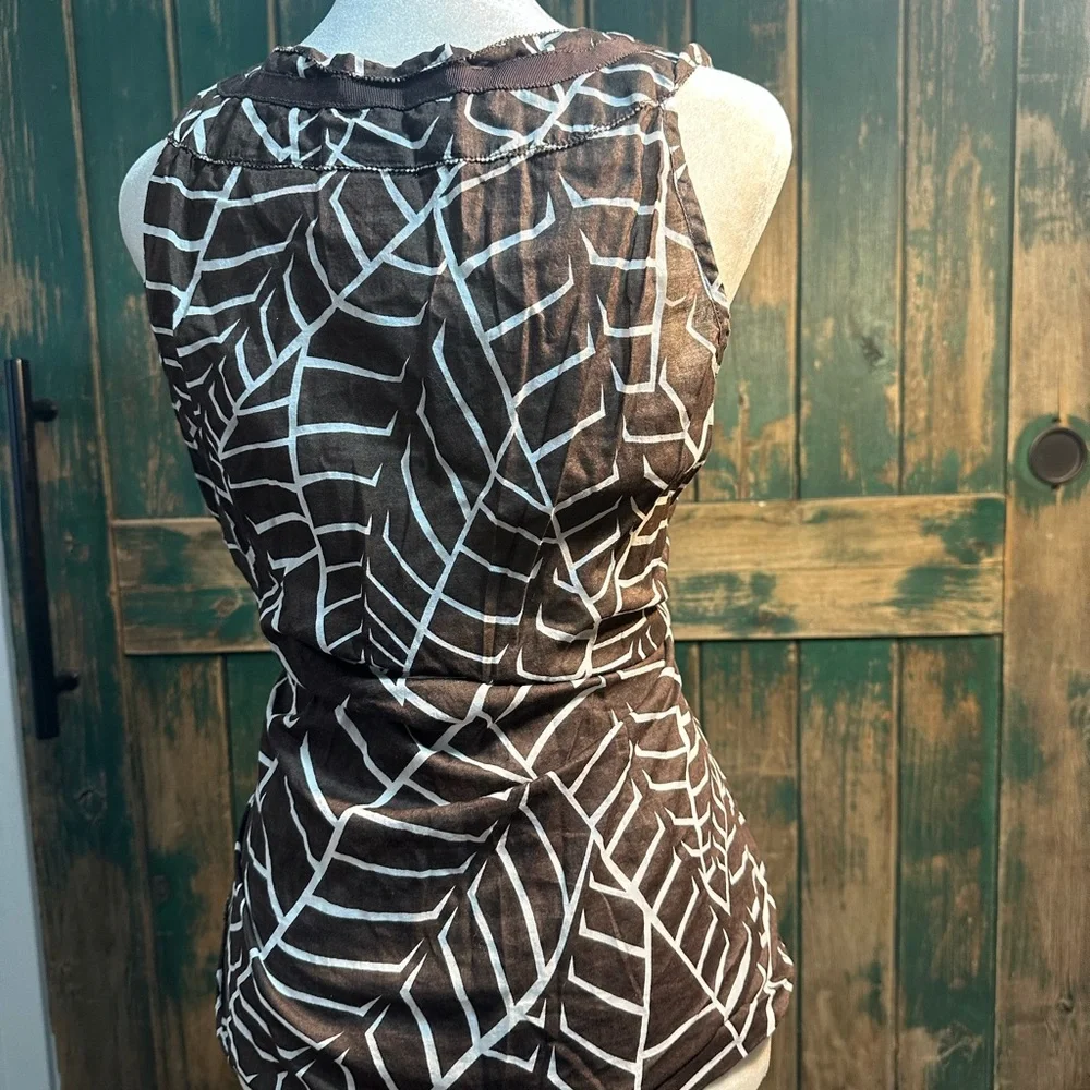 Tory Burch Asymmetrical White and Brown Blouse woman size s - Picture 8 of 14